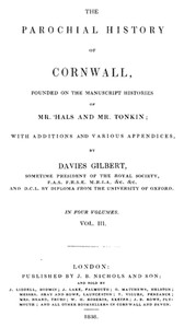 The Parochial History of Cornwall, Volume 3 (of 4) by Henry S. Boase et al.