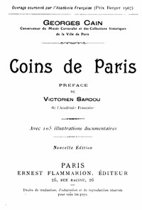 Coins de Paris by Georges Cain