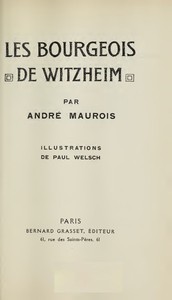 Les Bourgeois de Witzheim by André Maurois