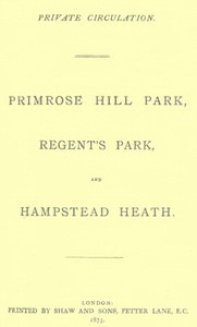 Primrose Hill Park, Regent's Park, and Hampstead Heath by William Ray Smee