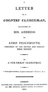 A letter to a country clergyman, occasioned by his address to Lord Teignmouth