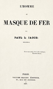 L'homme au masque de fer by P. L. Jacob