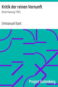 Kritik der reinen Vernunft by Immanuel Kant