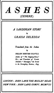 Ashes (Cenere): A Sardinian Story by Grazia Deledda