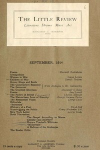 The Little Review, September 1914 (Vol. 1, No. 6) by Various