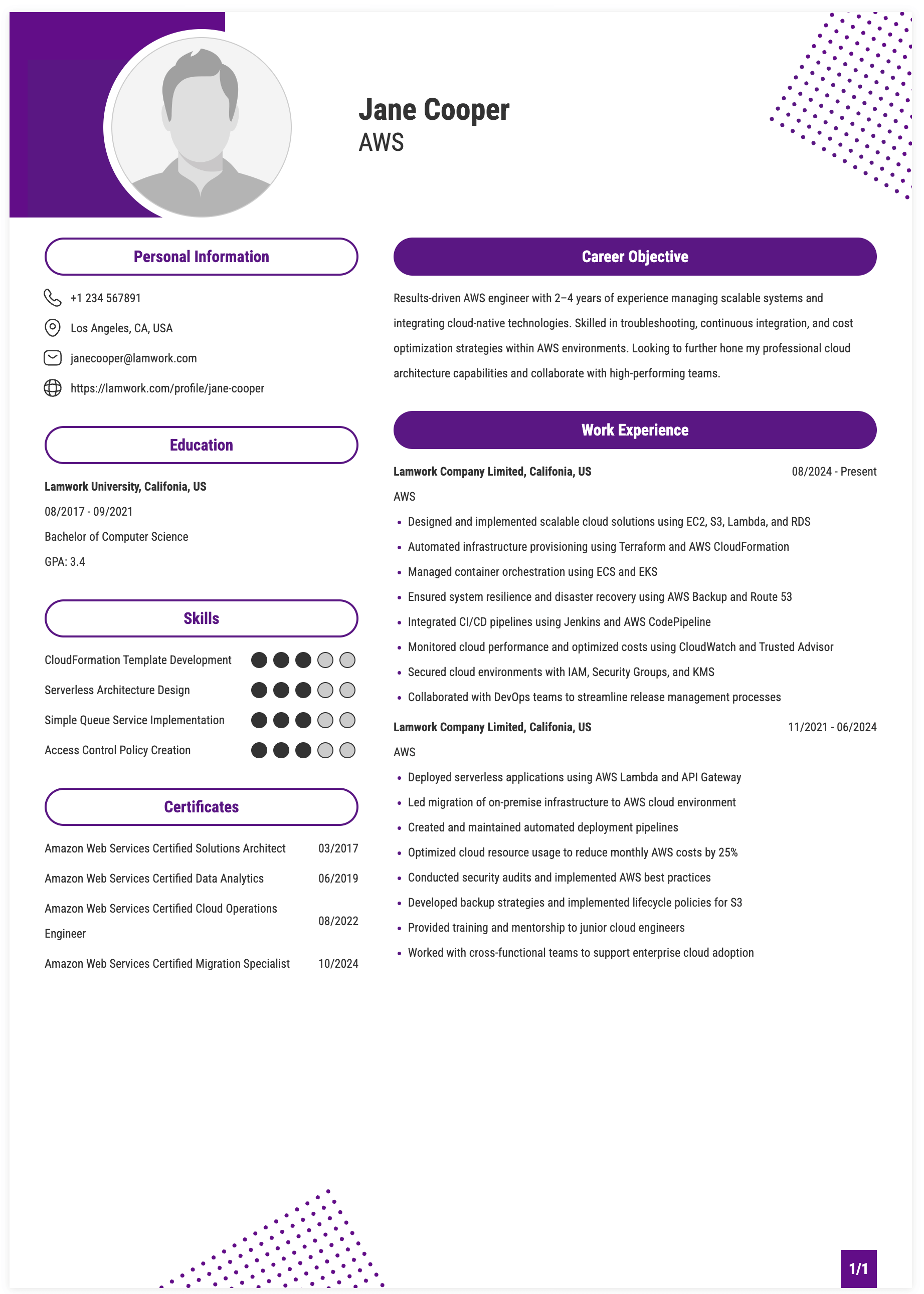 AWS Resume Example