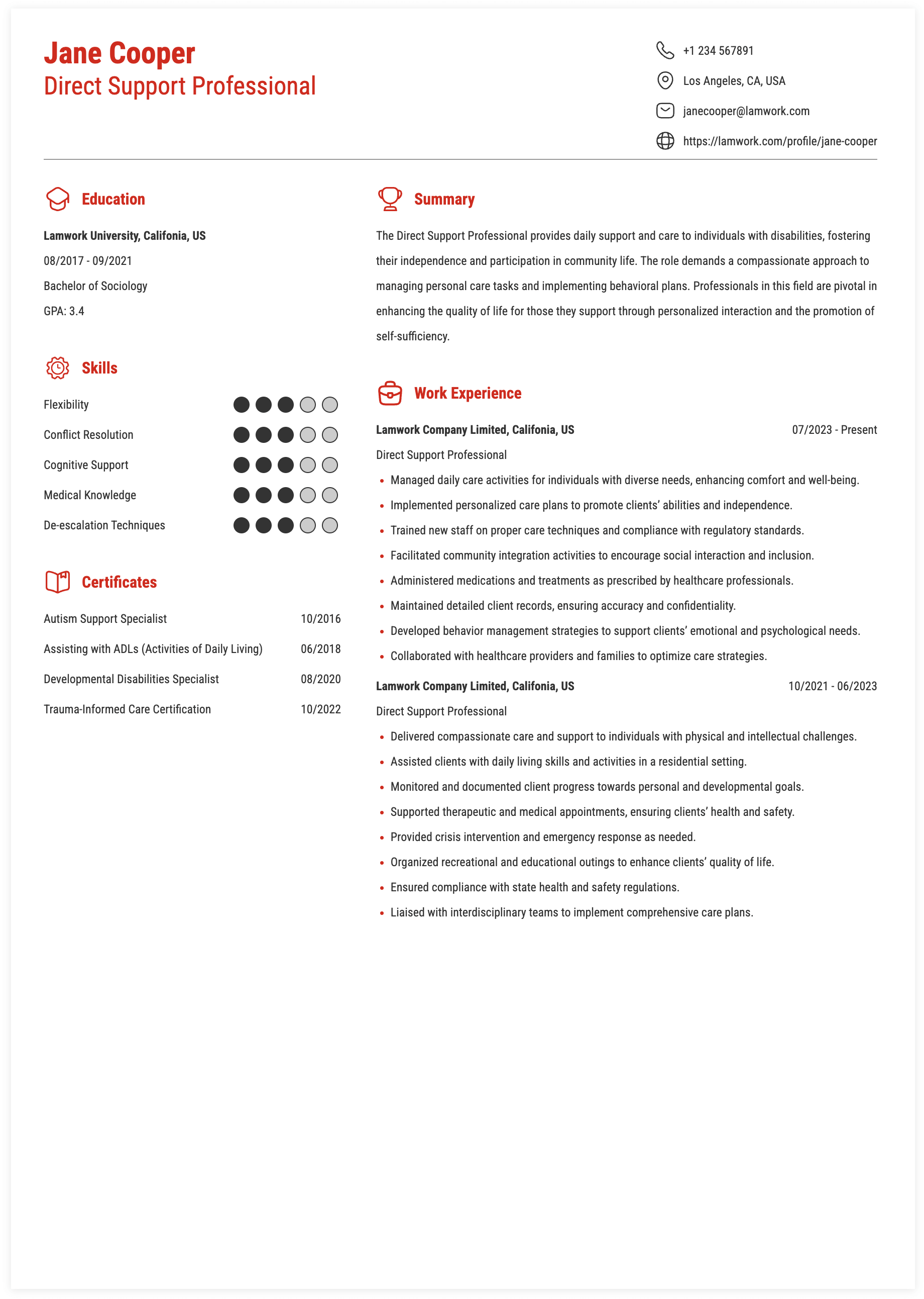 Direct Support Professional Notes Examples Direct Support Professional Resume Example