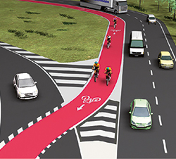 Imagen de la pregunta: Para incorporarse a la vía principal, un turismo tiene que atravesar un carril b