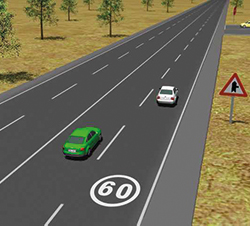 Imagen de la pregunta: La señal de velocidad máxima pintada sobre un carril, ¿qué indica?