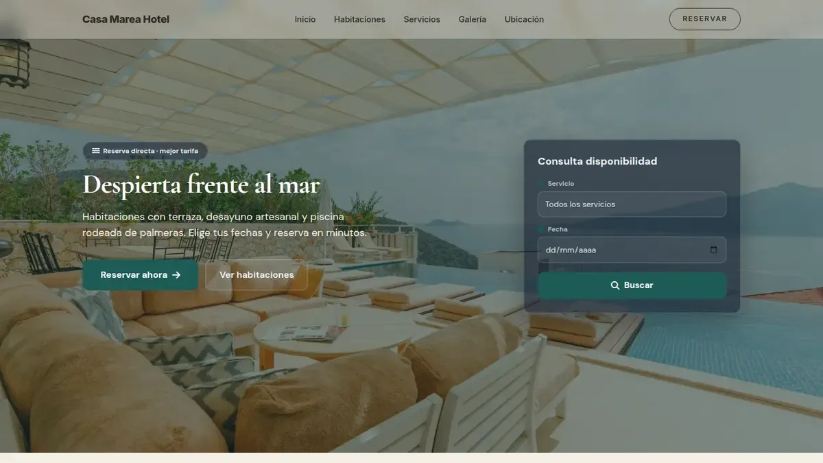 Vista previa de la plantilla Hotel Boutique — Alojamientos