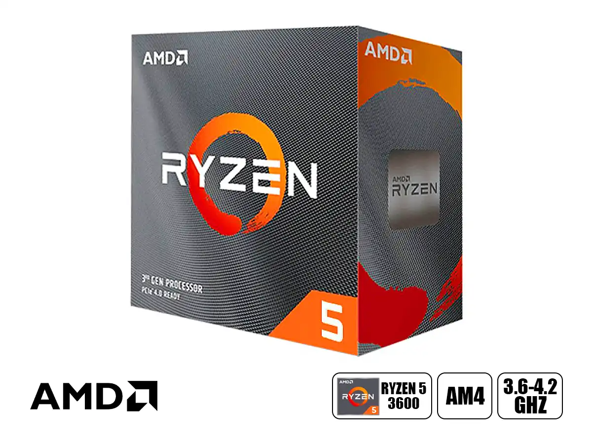PROCESADOR AMD RYZEN 5 3600 3.6GHZ HASTA 4.2GHZ 35MB (100-100000031BOX) AM4, 6 NUCLEOS vista 2