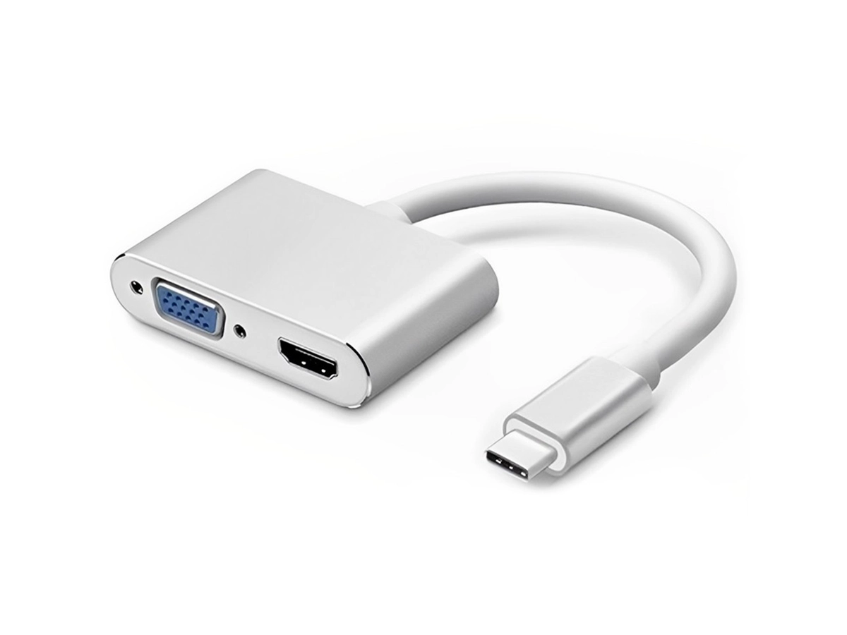 ADAPTADOR DE PUERTO USB 3.1 TYPO C MACHO -- A -- PUERTO HDMI  - VGA  HEMBRA, CABLE DE 25 CM, COLOR PLATA (USB 3.1 TYPO-C - A) vista 2