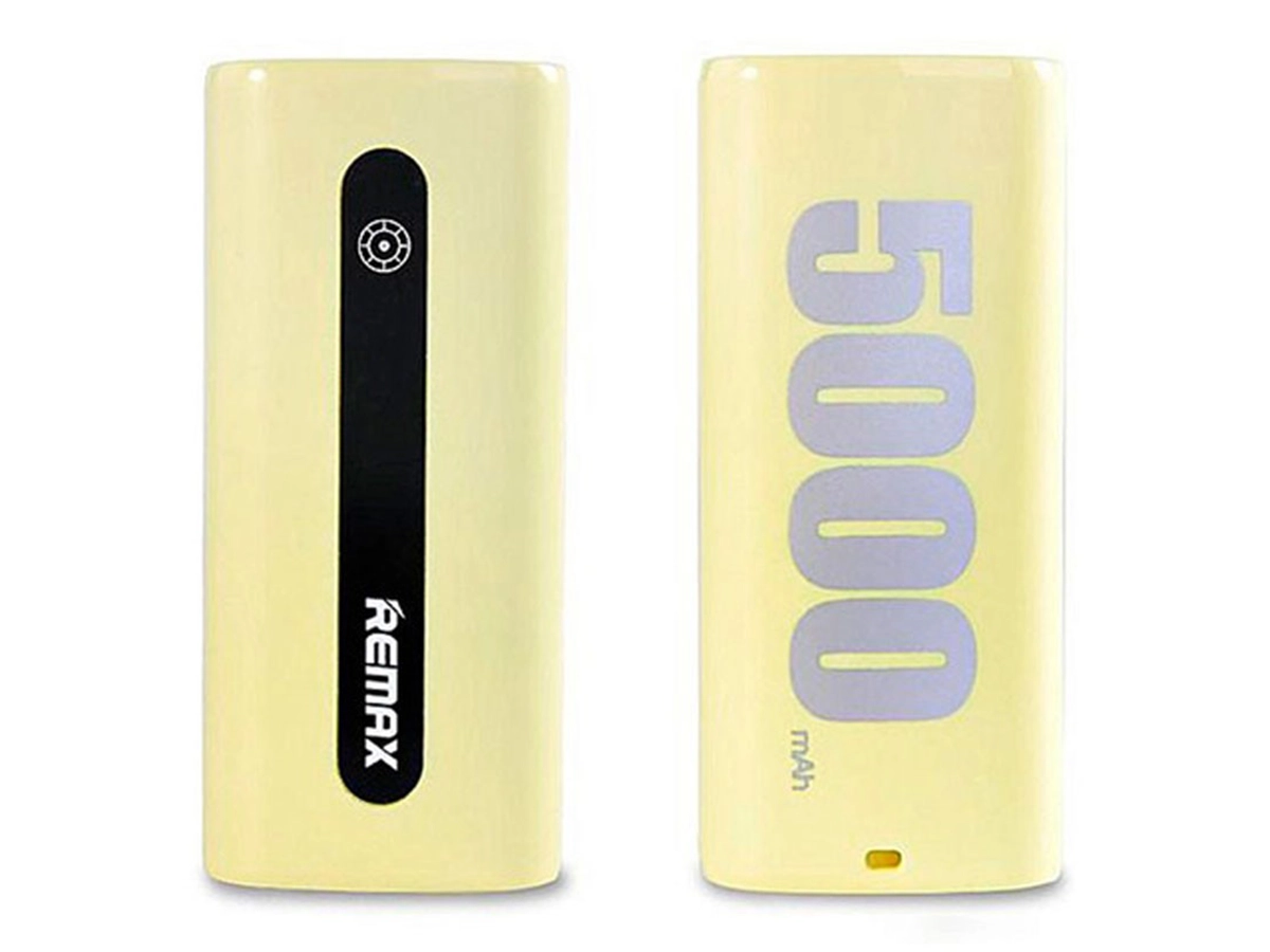 BATERIA POWER BANK REMAX PORTABLE, 1 PUERTO USB, 1PUERTO MICRO USB, BATERIA 5000MAH, TABLET, IPAD, IPOD, SMARTPHONE, COLOR AMARILLO (RPL-2)