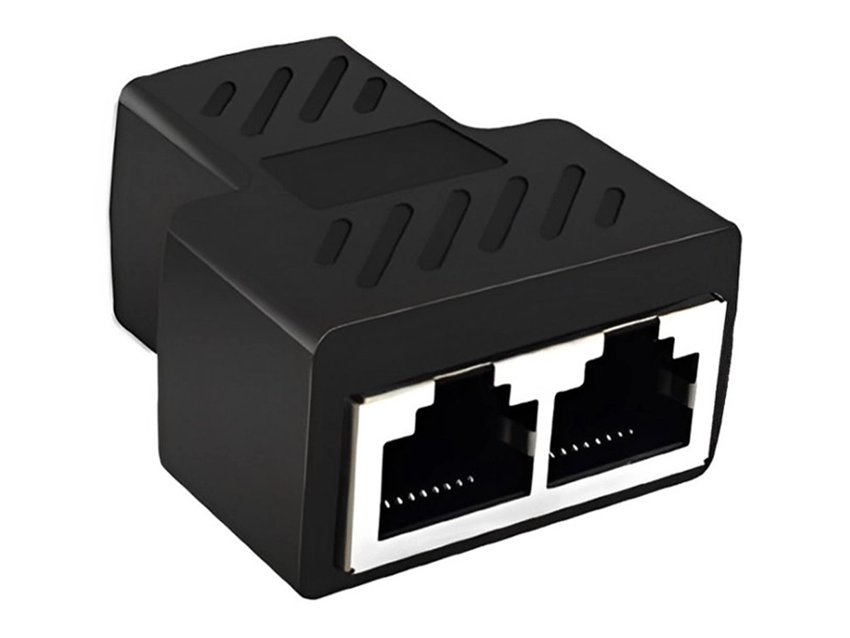 ADAPTADOR ETHERNET MACHO -- A -- 2 SALIDAS RJ45 HEMBRA, GENERICO, COLOR NEGRO (1 RJ45 - A - 2  RJ45)