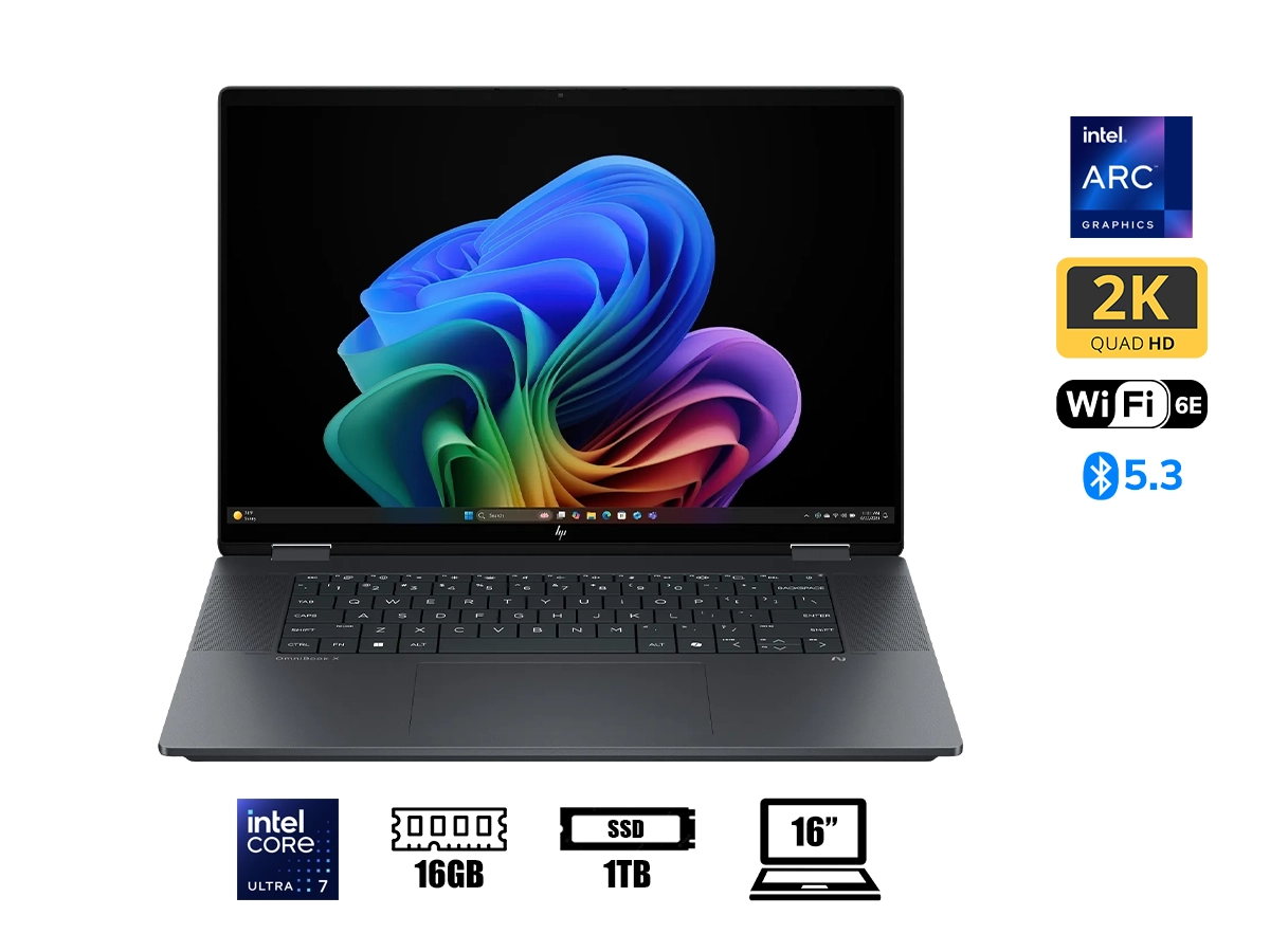 LAPTOP HP CORE ULTRA 7 256V OMNIBOOK X FLIP 16AS0023DX (16AS0023DX) PANTALLA 16 2K TACTIL, RAM 16GB, SSD 1TB, WIN11 vista 2