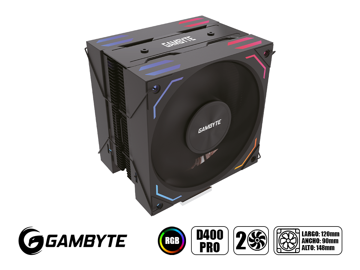 COOLER PARA PROCESADOR GAMBYTE D400 PRO (D400 PRO) 90MM, NEGRO vista 2