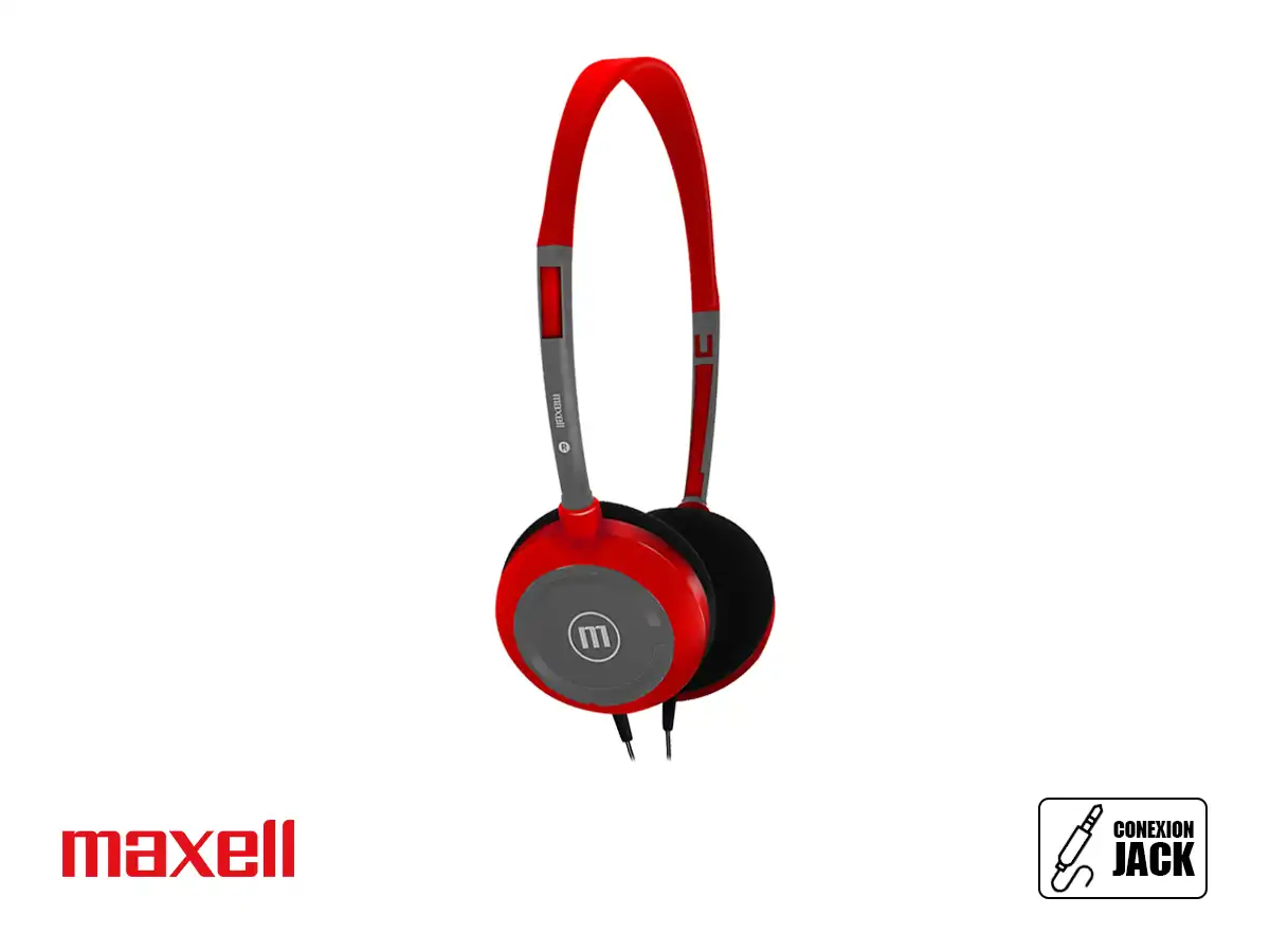 AURICULAR MAXELL HP-200 ULTRA LIGHT (348408) CON MICROFONO, ROJO / GRIS vista 2