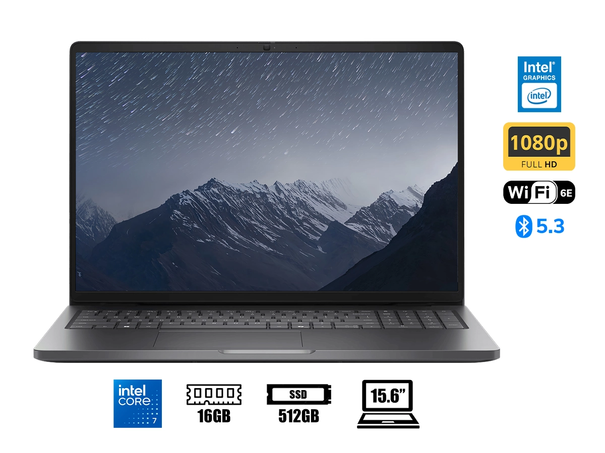 LAPTOP DELL PRO CORE 7-150U PC16250 (40VPG) RAM 16GB, SSD 512GB, PANTALLA 16 PULG. FHD+ IPS, WIN11 PRO, BLACK, ESP vista 2