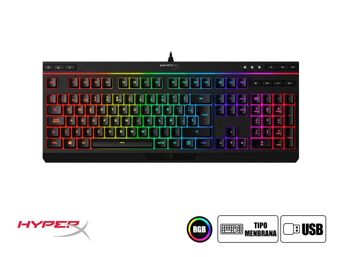 TECLADO HYPERX GAMING MEMBRANA ALLOY CORE RGB (4P4F5AI#AC8) vista 2