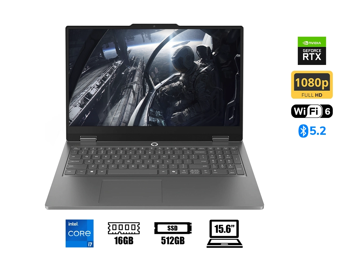 LAPTOP LENOVO CORE I7-13650HX LOQ ESSENTIAL 15IRX11 (83SC007RUS) RAM 16GB, SSD 512GB, RTX 5060 8GB, PANTALLA 15.6 FHD 144HZ IPS, WIN11, LUNA GREY vista 2
