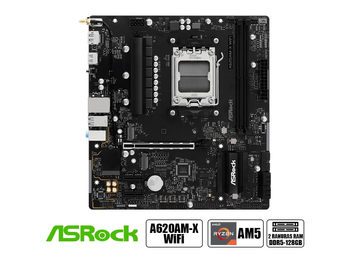 PLACA MADRE ASROCK A620AM-X WIFI (90ASROCK A620AM-X  ) SOCKET AM5, RAM DDR5 BUSS 8000OC MTS vista 2