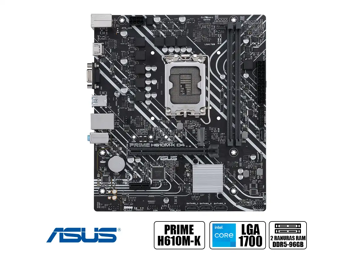 PLACA MADRE ASUS PRIME H610M-K (90H610M-K ) SOCKET LGA 1700, RAM DDR5 , 14VA, 13VA, 12VA GEN vista 2