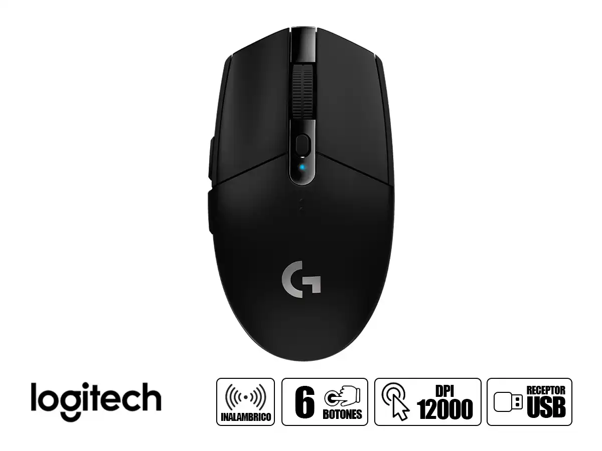 MOUSE INALAMBRICO LOGITECH G305 LIGHTSPEED GAMING (910-005281) HASTA 12.000 DPI, 6 BOTONES, RECEPTOR USB, NEGRO vista 2