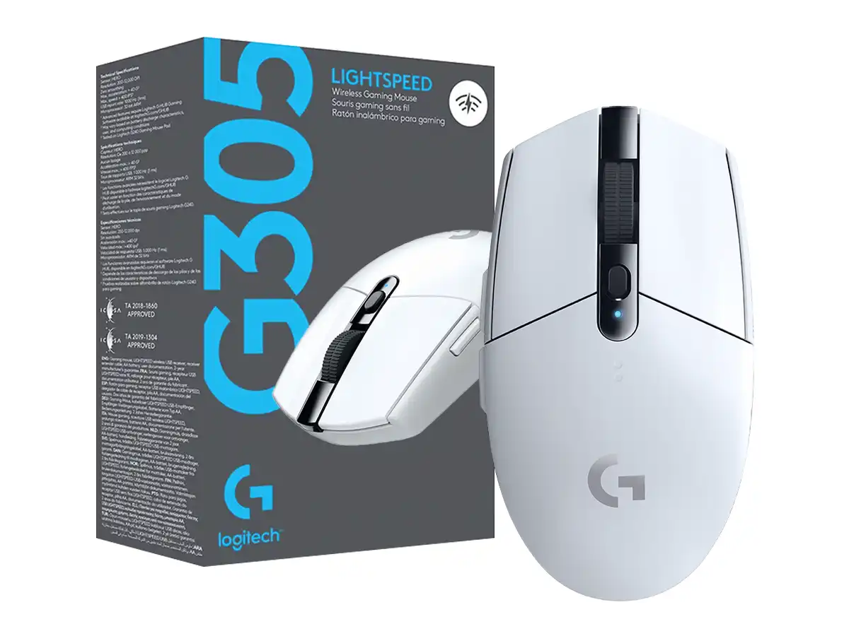 MOUSE INALAMBRICO LOGITECH G305 LIGTHSPEED GAMING (910-005290) HASTA 12.000 DPI, 6 BOTONES, RECEPTOR USB, BLANCO