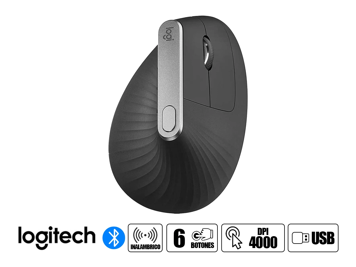 MOUSE INALAMBRICO LOGITECH MX VERTICAL (910-005449) HASTA 4.000 DPI, RECEPTOR USB, 4 BOTONES vista 2