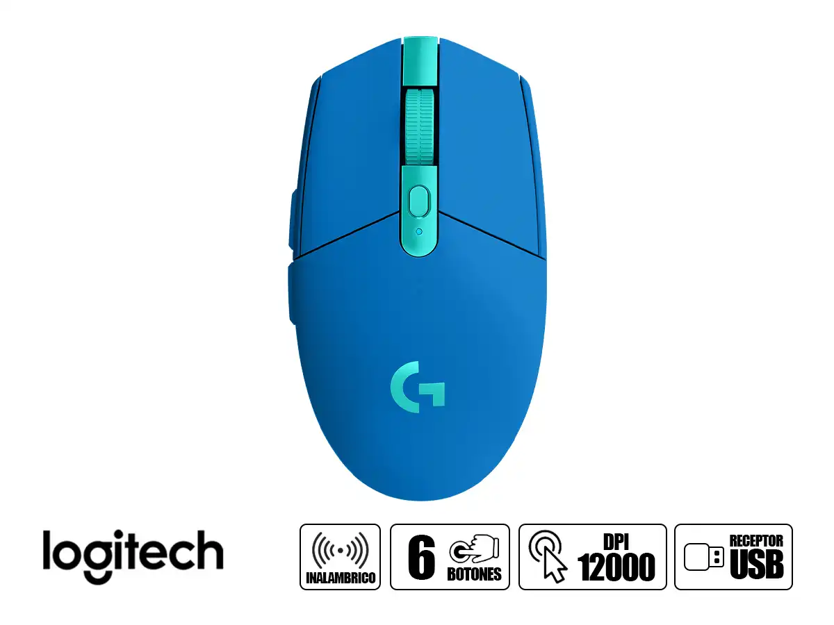 MOUSE INALAMBRICO LOGITECH G305 LIGHTSPEED GAMING (910-006012) HASTA 12.000 DPI, 6 BOTONES, RECEPTOR USB, AZUL vista 2