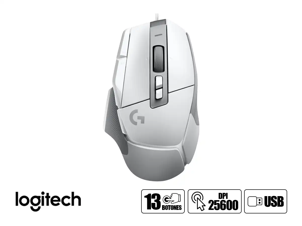 MOUSE LOGITECH G502 X GAMING (910-006144) HASTA 25.600 DPI, 13 BOTONES PROGRAMABLES, BLANCO vista 2
