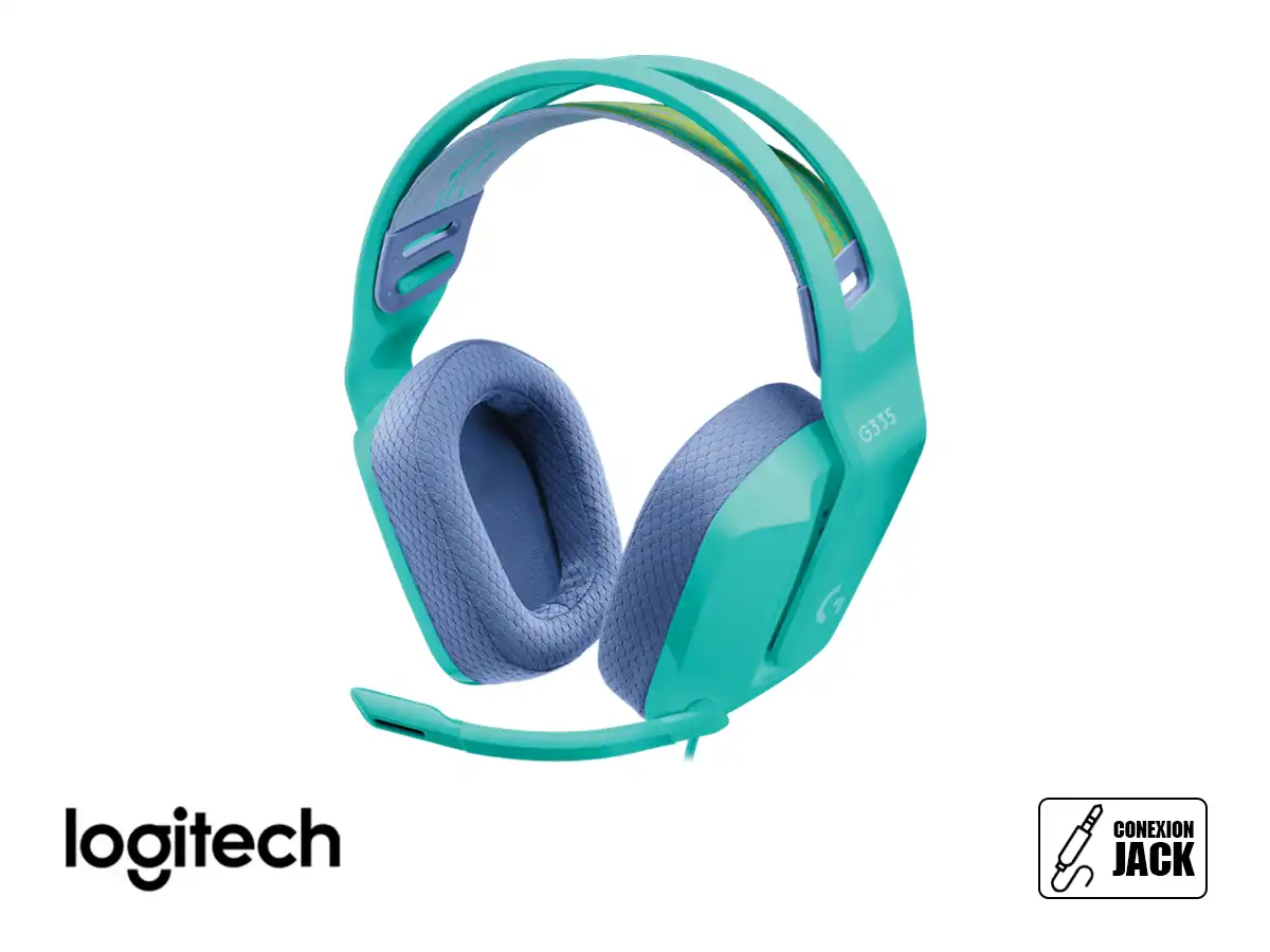 AURICULAR LOGITECH G335 GAMING (981-001023) CON MICROFONO, INTERFAZ JACK 3.5MM, MENTA vista 2