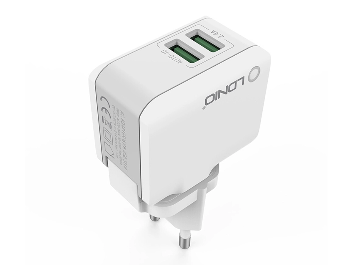 CARGADOR + CABLE USB LDNIO TRAVEL BLANCO 2 USB (A2203)