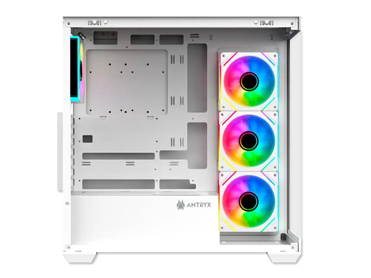 CASE ANTRYX FX-750 WHITE GAMING S/FUENTE (AC-FX750W) PANELES DE VIDRIO, 4 VENTILADORES, LED ARGB, BLANCO vista 3