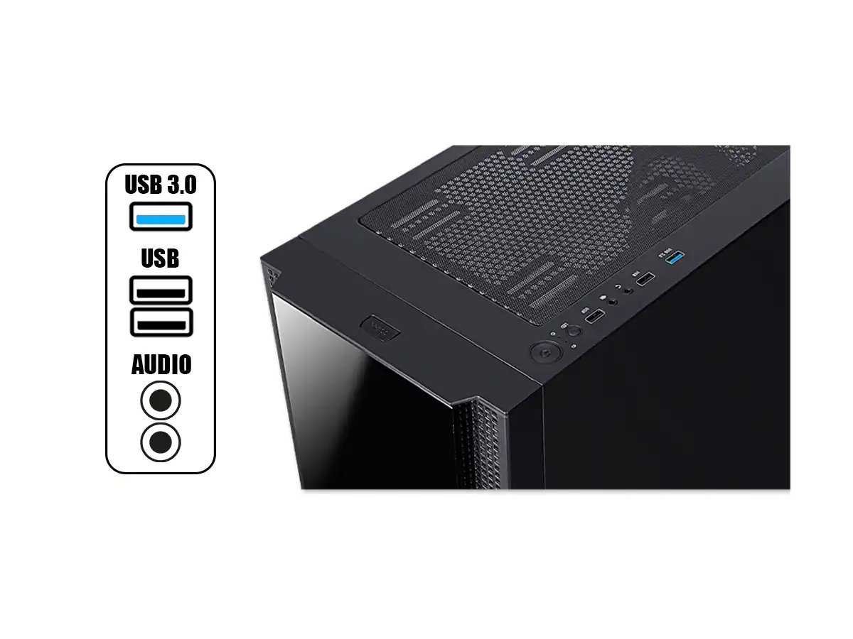 CASE ANTRYX RX-260 GAMING S/FUENTE (AC-RX260KFR) PANELES DE VIDRIO FRONTAL, 4 VENTILADORES, LED FRGB, NEGRO vista 3