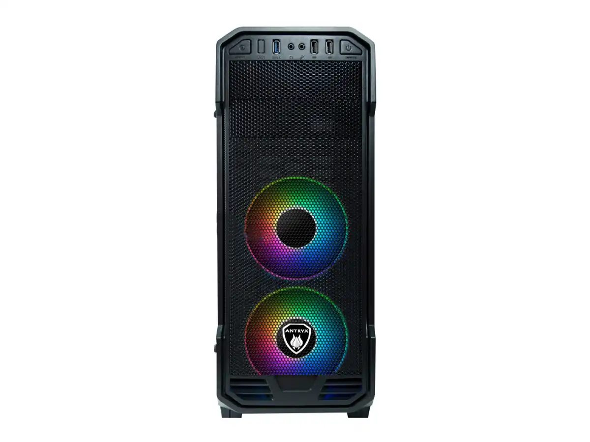 CASE ANTRYX RX-350 ARGB S/FUENTE (AC-RX350K-ARGB) PANEL DE VIDRIO, 2 VENTILADORES, LED ARGB, NEGRO vista 3