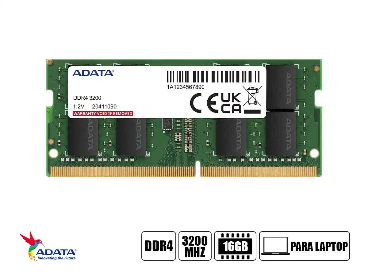 MEMORIA PARA LAPTOP SODIMM ADATA DDR4 16GB (AD4S320016G22-SGN) 3200 MHZ, VERDE vista 2