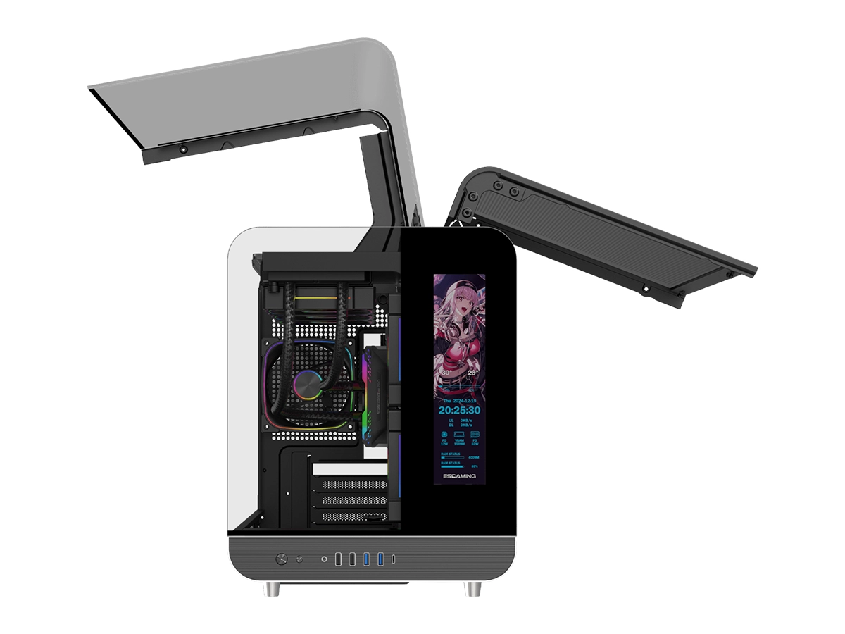 CASE GAMER ATX ESGAMING AIRCRAFT 007 LCD DISPLAY, vista 3
