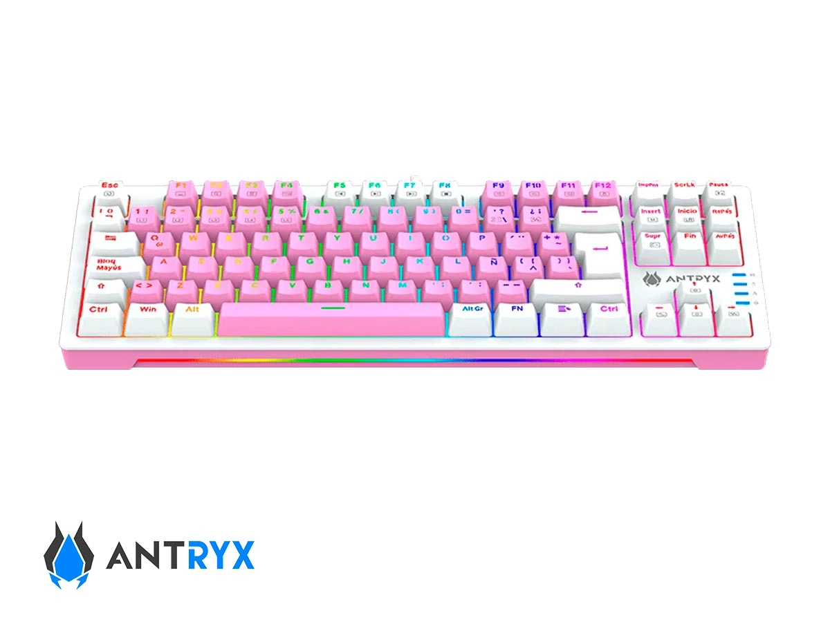 TECLADO GAMER ANTRYX CHROME STORM MK840 PINK (AMK-CS840PRE-SP) MECANICO, SWITCH RED, ROSADO vista 4