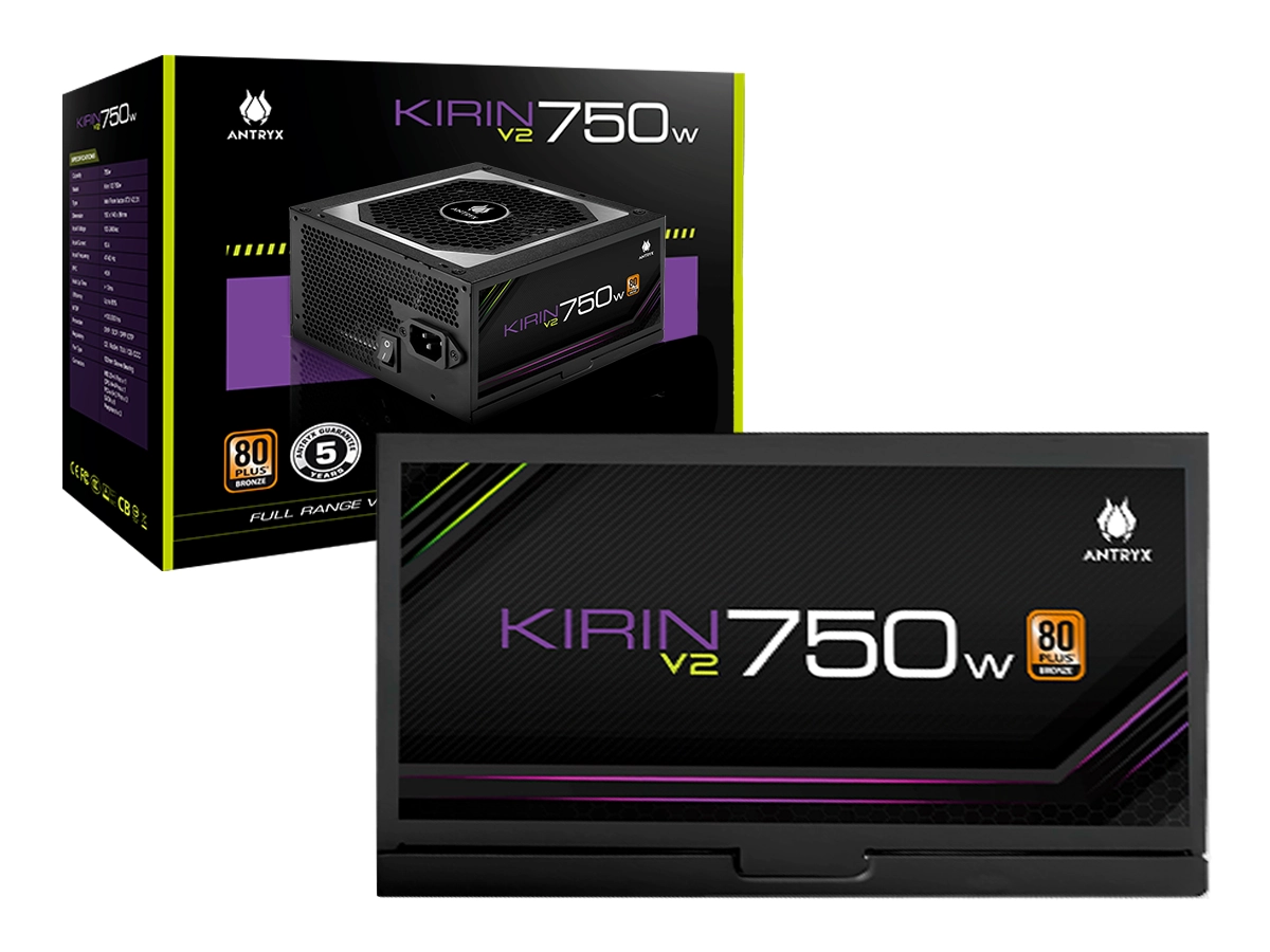 FUENTE DE PODER ANTRYX 750W ATX, BRONZE 80 PLUS, KIRIN V2  750 COLOR NEGRO (AP-KB750)