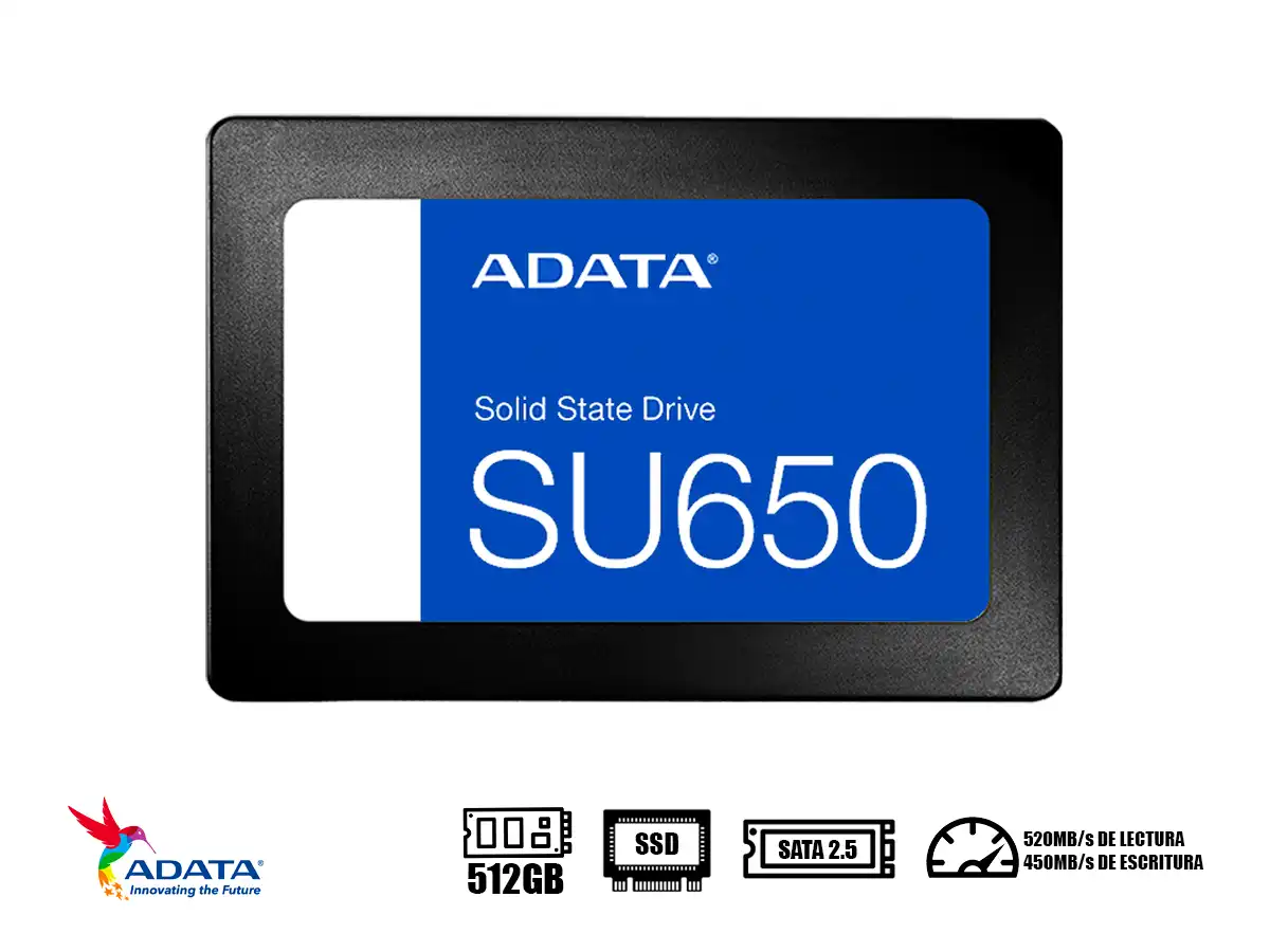 UNIDAD DE ALMACENAMIENTO SSD SATA 2.5 ADATA 512GB SU650 (ASU650SS-512GT-R) vista 2