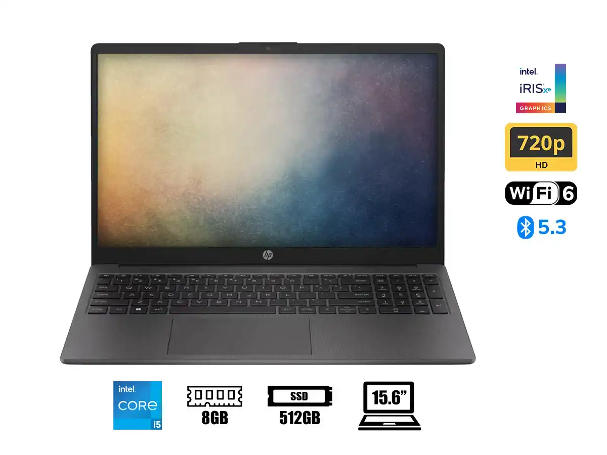 LAPTOP HP CORE I5-1334U 250 G10 (B5UU9AT) PANTALLA 15.6 HD, RAM 8GB, SSD 512GB, S/SISTEMA, PLATEADO CENIZA OSCURO vista 2