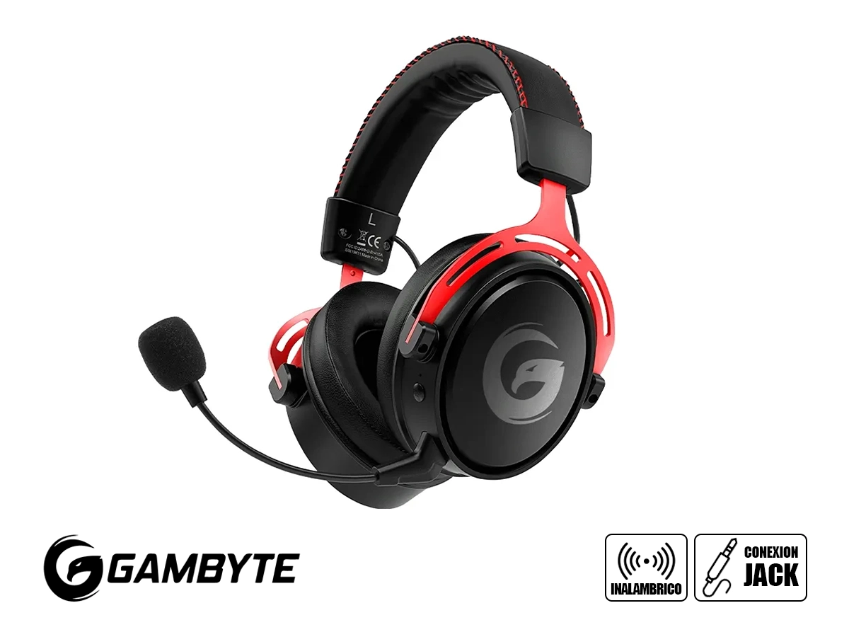 AURICULAR INALAMBRICO GAMBYTE DARK TEMPLAR GAMING 7.1 (BMBH415AR) CON MICROFONO, INTERFAZ JACK 3.5 MM, NEGRO C/ ROJO vista 2