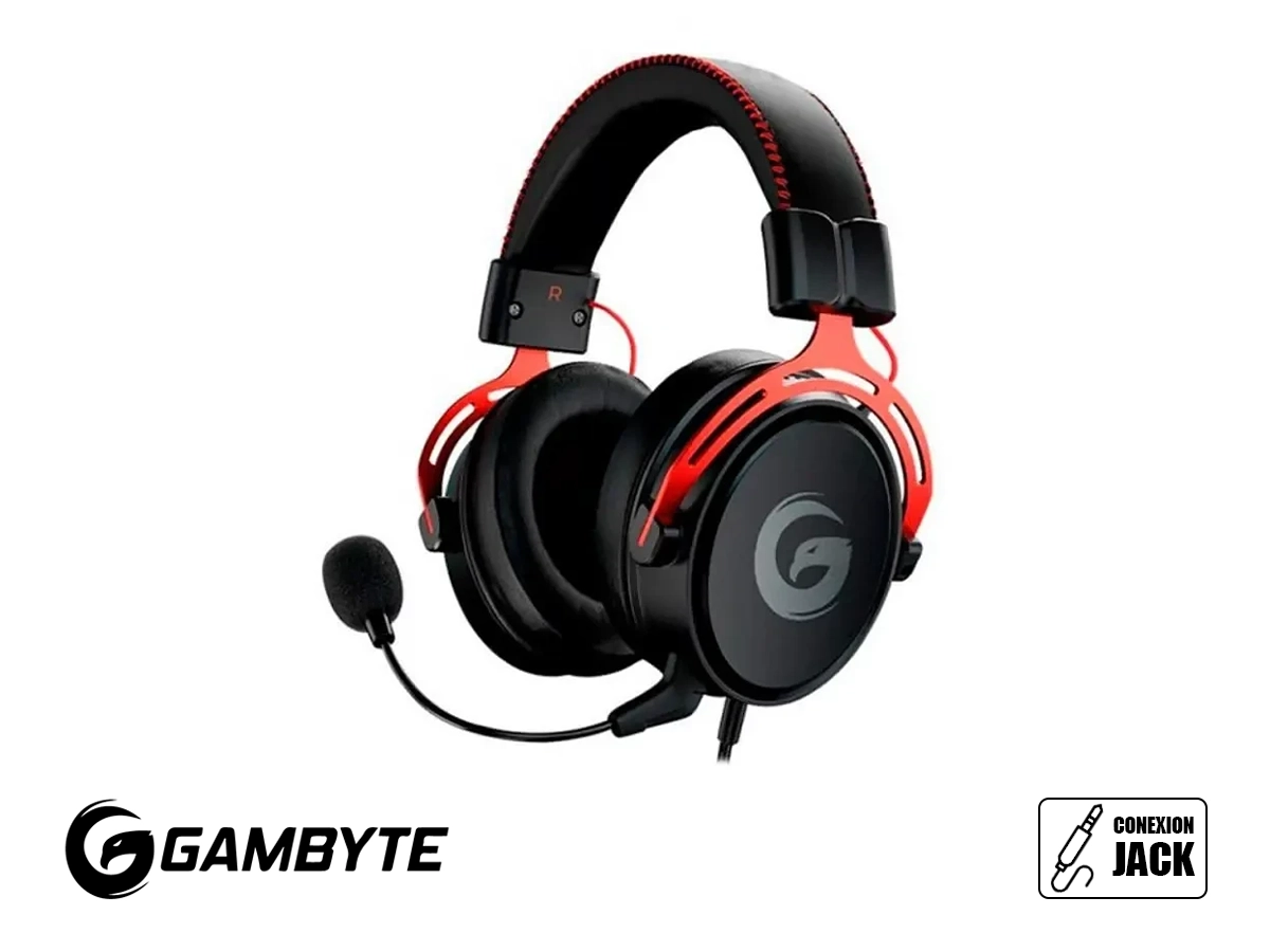 AURICULAR GAMBYTE TEMPLAR 7.1 GAMING (BMBH43AR) CON MICROFONO, INTERFAZ JACK 3.5 MM, NEGRO C/ ROJO vista 2