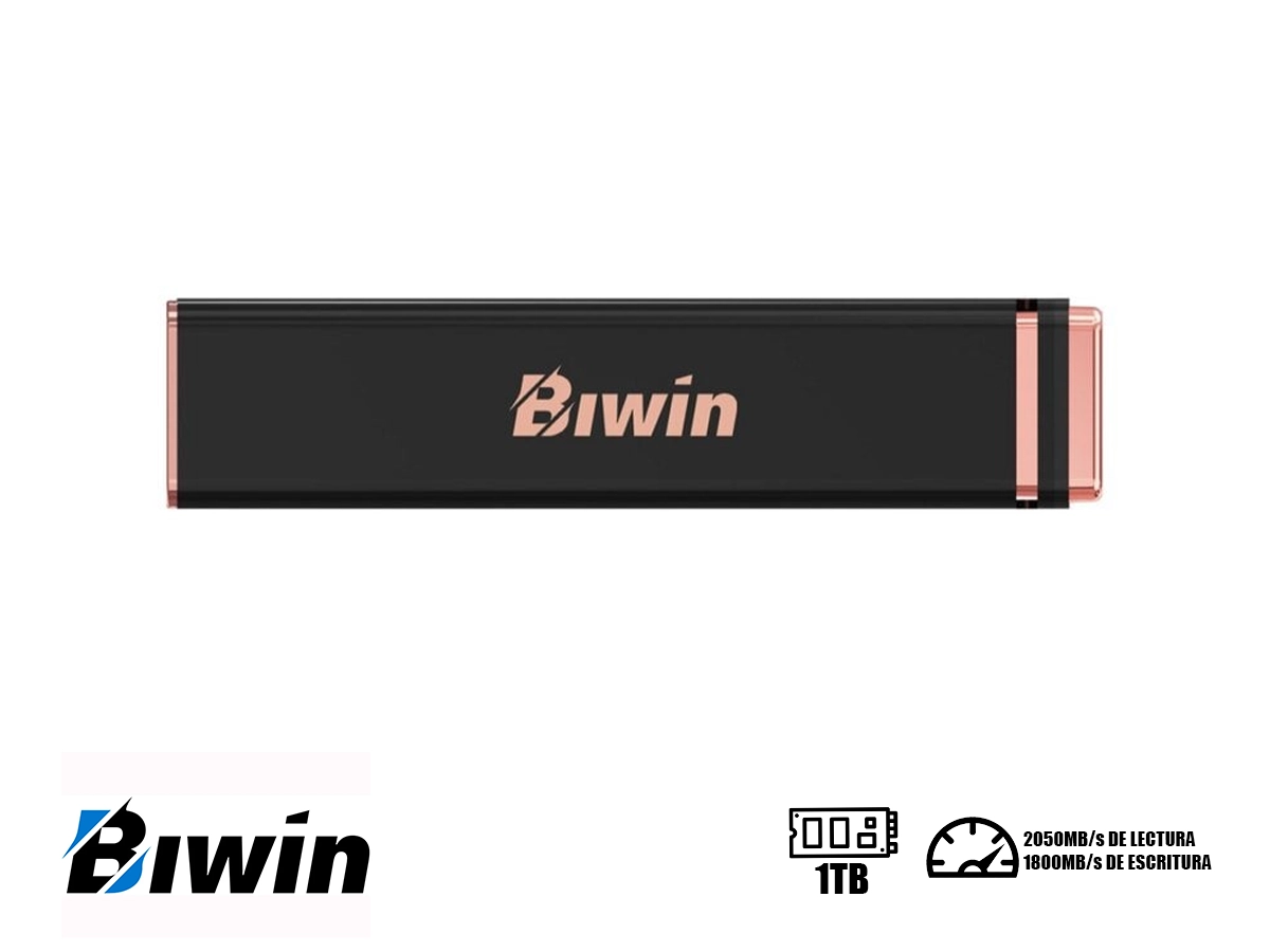 DISCO SOLIDO EXTERNO BIWIN 1TB PD2000 (BPD200001TB-RGH) CONEXION USB C, LECTURA 2050MB/S, NEGRO vista 2