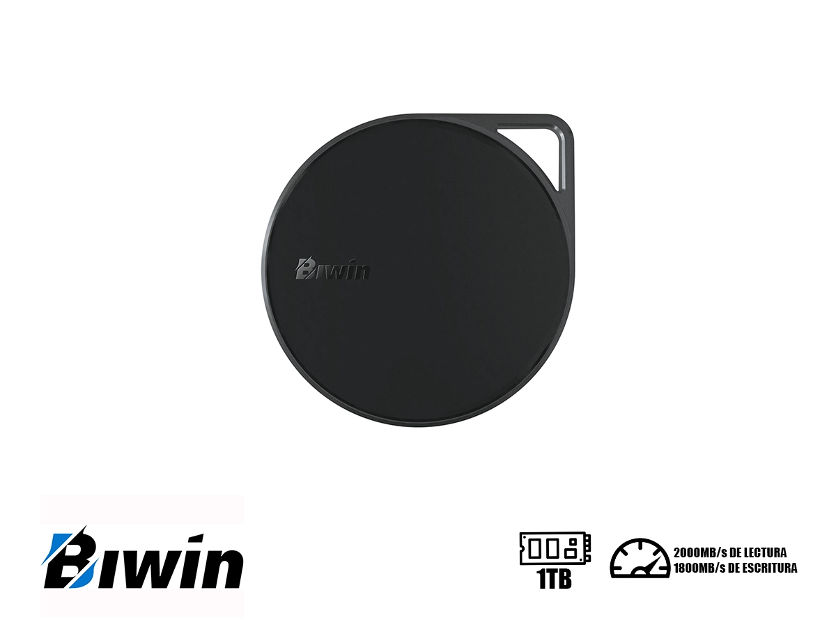 DISCO SOLIDO EXTERNO BIWIN 1TB PM2000 (BPM200001TB-RGH) CONEXION USB C, LECTURA 2000MB/S, NEGRO vista 2