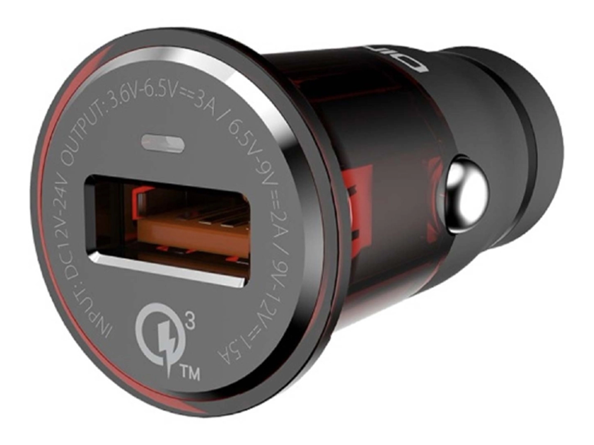 CARGADOR LDNIO PARA COCHES QUALCOMM, CARGA RAPIDA, 1 PUERTOS USB  QC3.0, COLOR GRIS PLATEADO CON CRISTAL ROJO (C304Q)