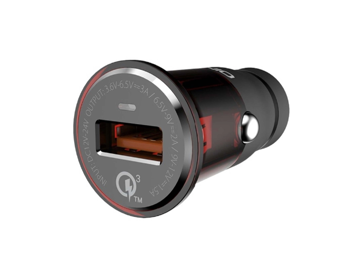 CARGADOR LDNIO PARA COCHES QUALCOMM, CARGA RAPIDA, 1 PUERTOS USB  QC3.0, COLOR GRIS PLATEADO CON CRISTAL ROJO (C304Q) vista 2