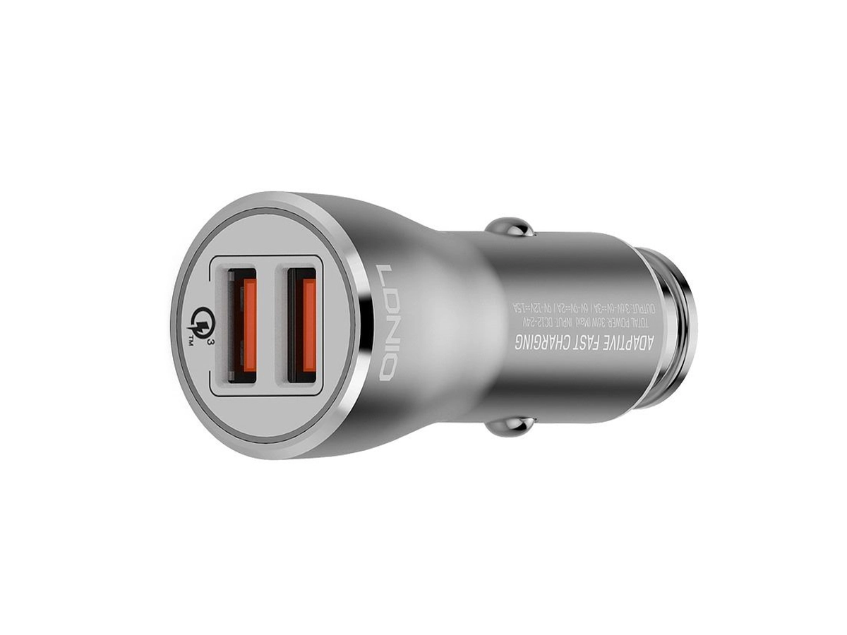 CARGADOR LDNIO PARA COCHES POWERFUL, 2 PUERTOS USB CON CON QC3.0, ENTRADA DC 12V-24V, SALIDA 3.6V-6V=3A/ 6V, COLOR GRIS (C407Q) vista 2