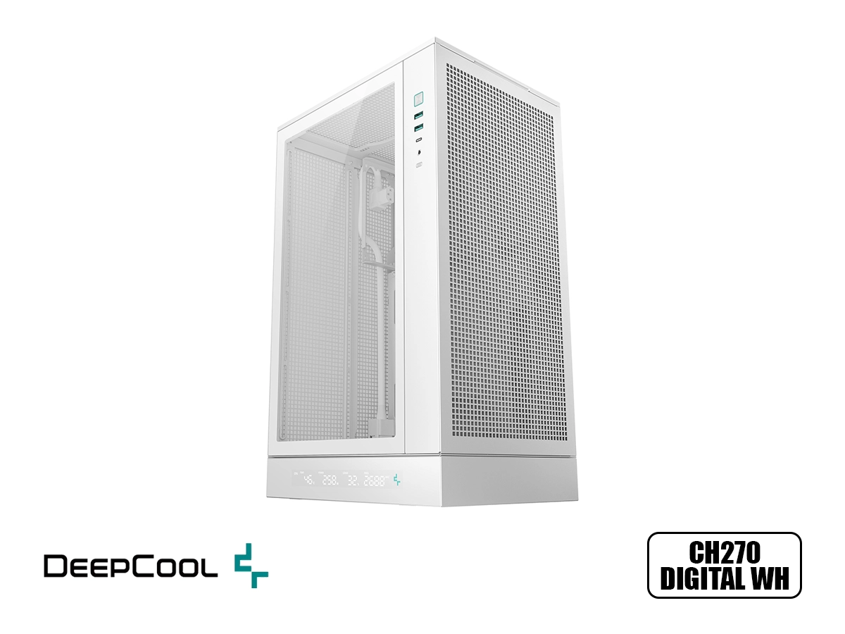 CASE DEEPCOOL CH270 DIGITAL WH (CACADE0142-E-3) PANEL DE VIDRIO, PANTALLA DE MONITORIZACION, BLANCO-34073 vista 2